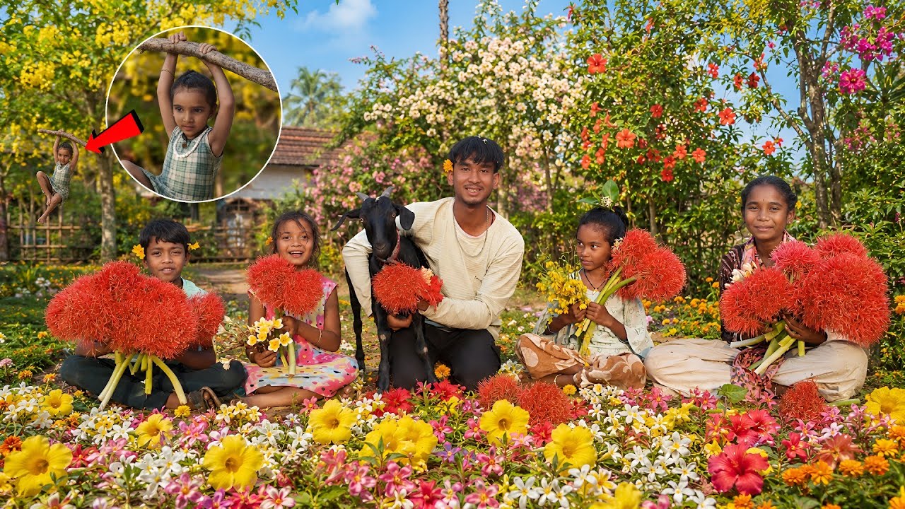Collecting 10 Beautiful Flowers From My Village 🌿🌸 | Flower Collection Challenge 🌸 | Village Edition