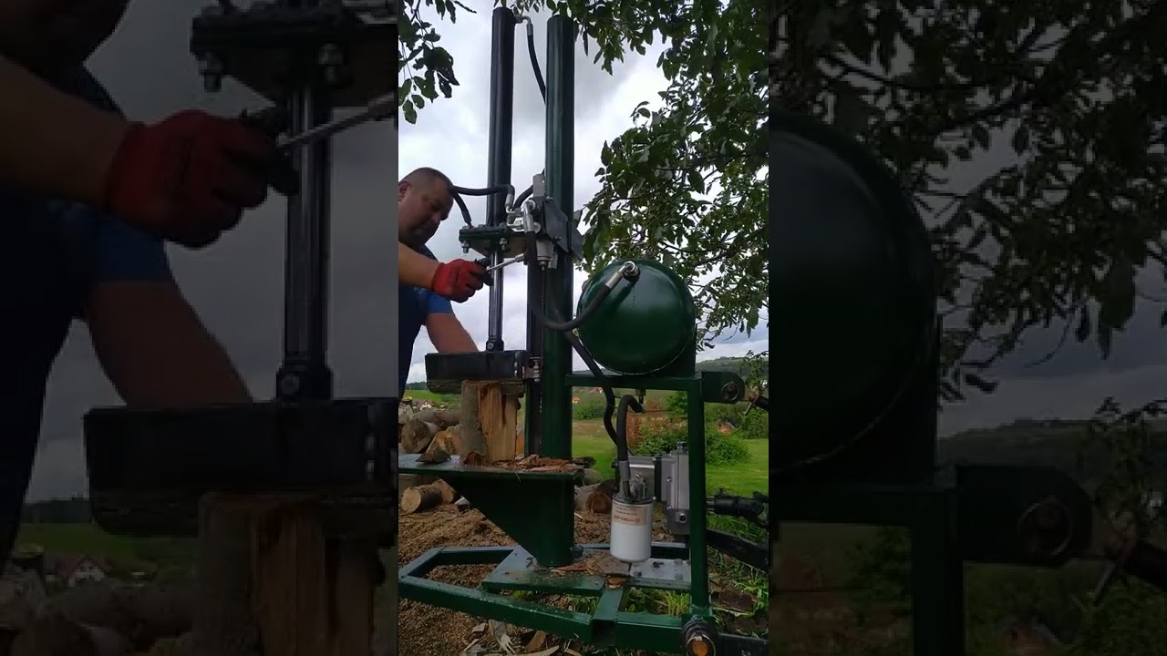 łuparka hydrauliczna pionowa do drewna własnej konstrukcji