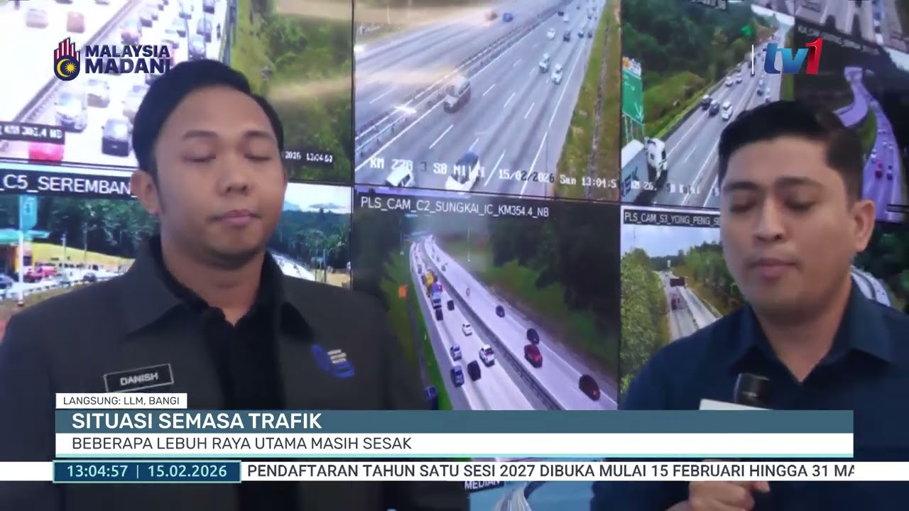 15 FEB 2026 - BERITA TGH HARI - SITUASI SEMASA TRAFIK: BEBERAPA LEBUH RAYA UTAMA MASIH SESAK