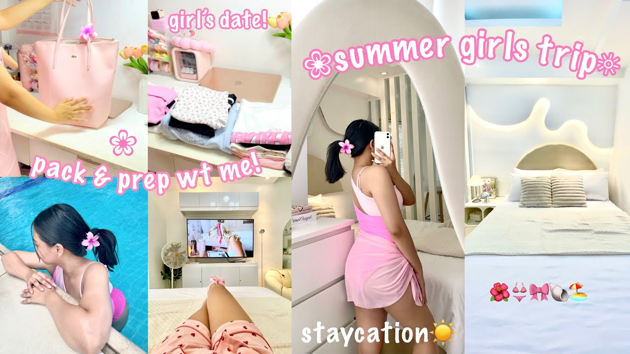 aesthetic summer girls trip vlog in PH!🌺🐚 pack & prep wt me for a staycation!☀️
