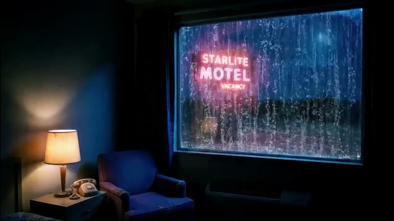 Lonely Motel Night with Rain on Window l Rain on Window  🌧️ Relaxing Rain Sounds for Deep Sleep