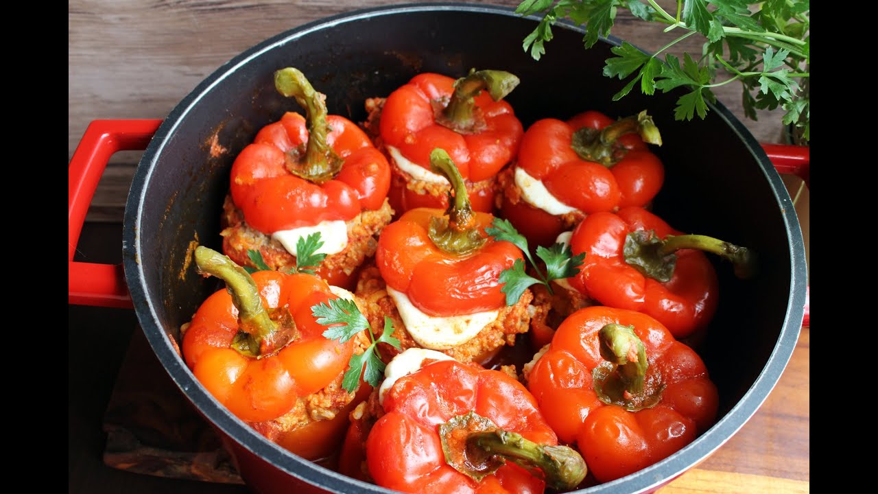 PAPRYKA NADZIEWANA - FARSZEM MIĘSNYM, RYŻEM I POMIDORAMI  #diner #obiad #cooking #recipe #przepis
