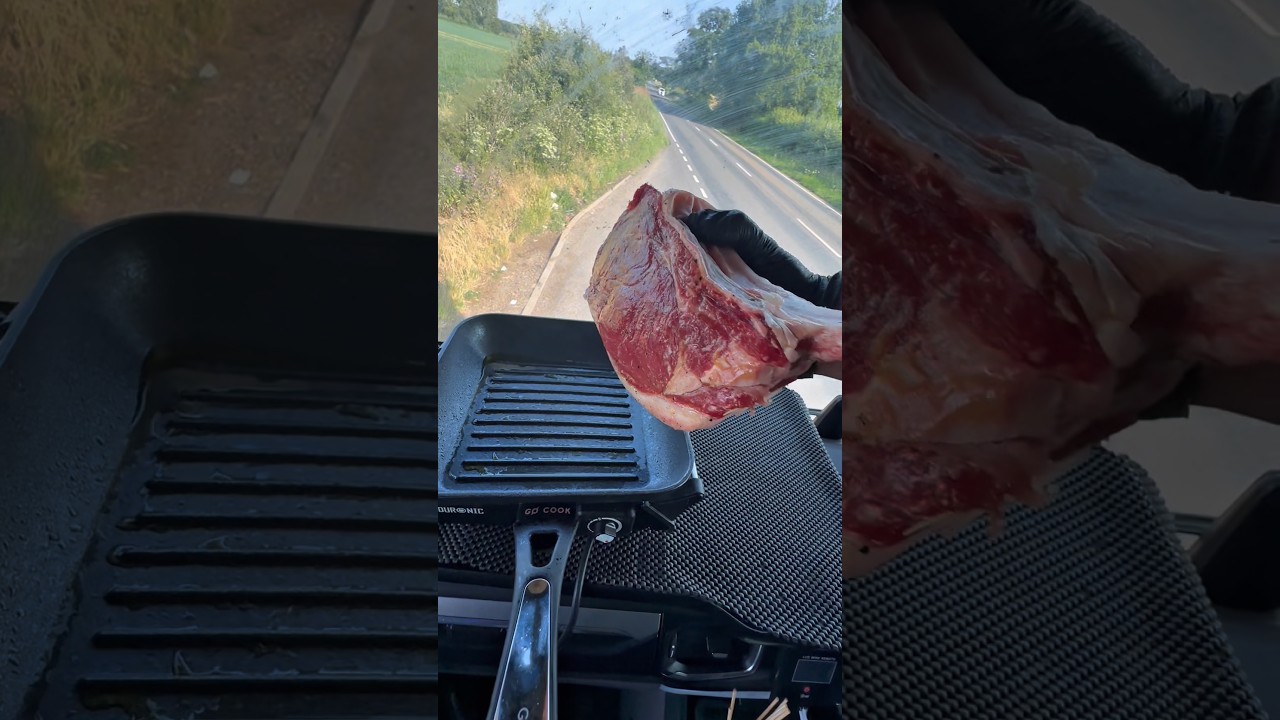 Cooked a tomahawk steak in my truck. ￼👀 #trucklife #hgvdriver #food