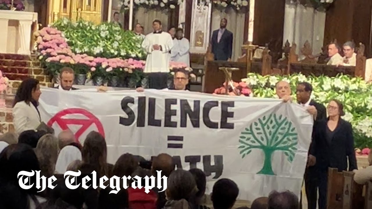 Pro-Palestine protesters interrupt Easter mass at St Patrick's Cathedral in New York