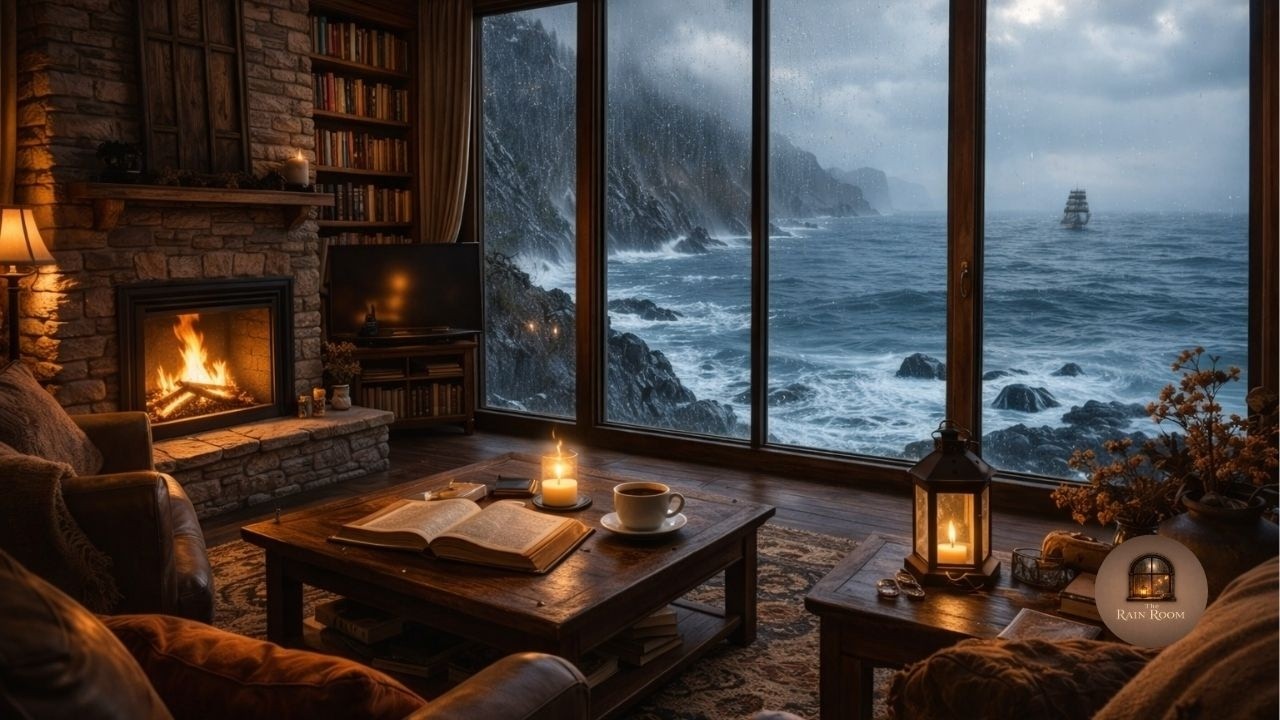 Cozy Seaside Storm Ambience 🌊 Rain Sounds & Meditative Music (3 Hours)