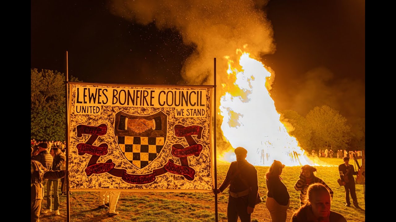 Lewes Bonfire Societies Unite for Historic VE Day Torchlit Procession