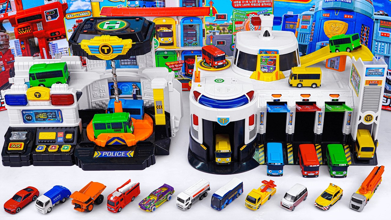 変形パトカー バリエーションコレクション |ちびっこバス タヨ レスキュー SOS 出動センター Tomica Police Station Set ASMR Satisfying Unboxing