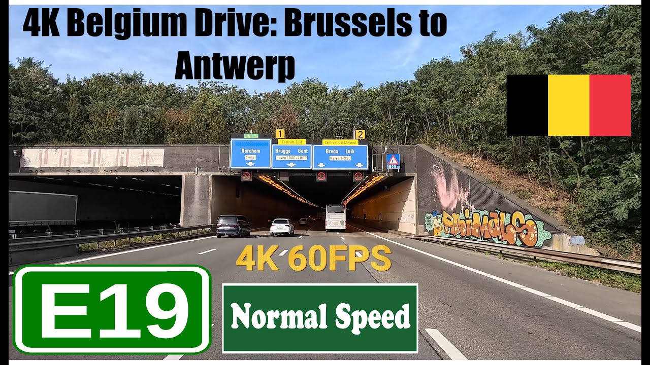4K Belgium Drive: Brussels to Antwerp ASMR European Route E19
