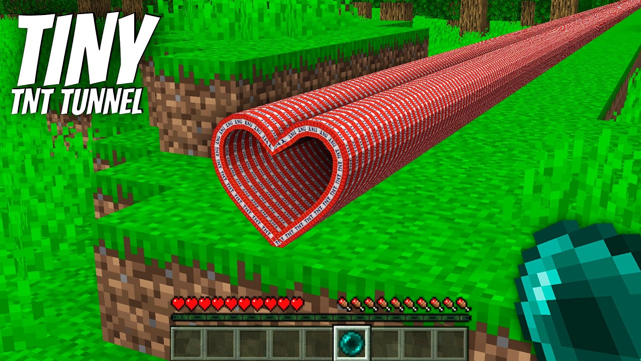 What's INSIDE the Tiny TNT TUNNEL in Minecraft ?