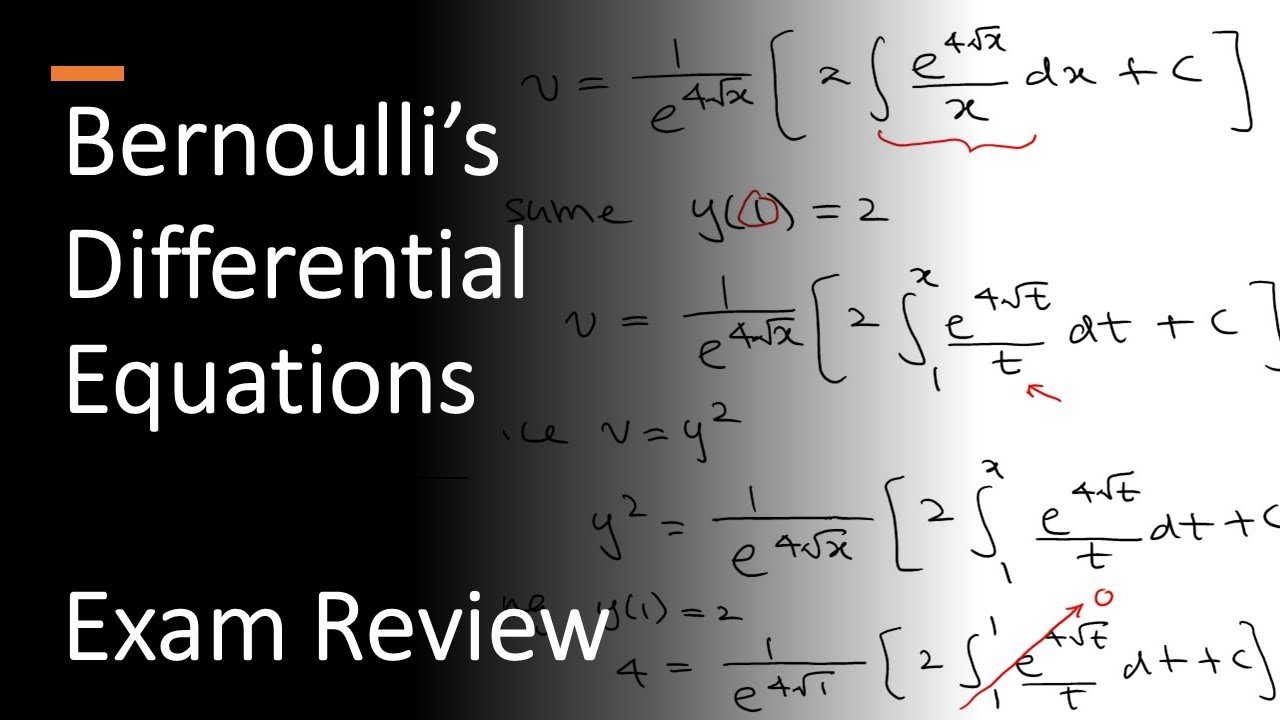 Solve Bernoulli's Equation | 3 Problems | First Order - Method 6 | Differential Eqn | Exam Review