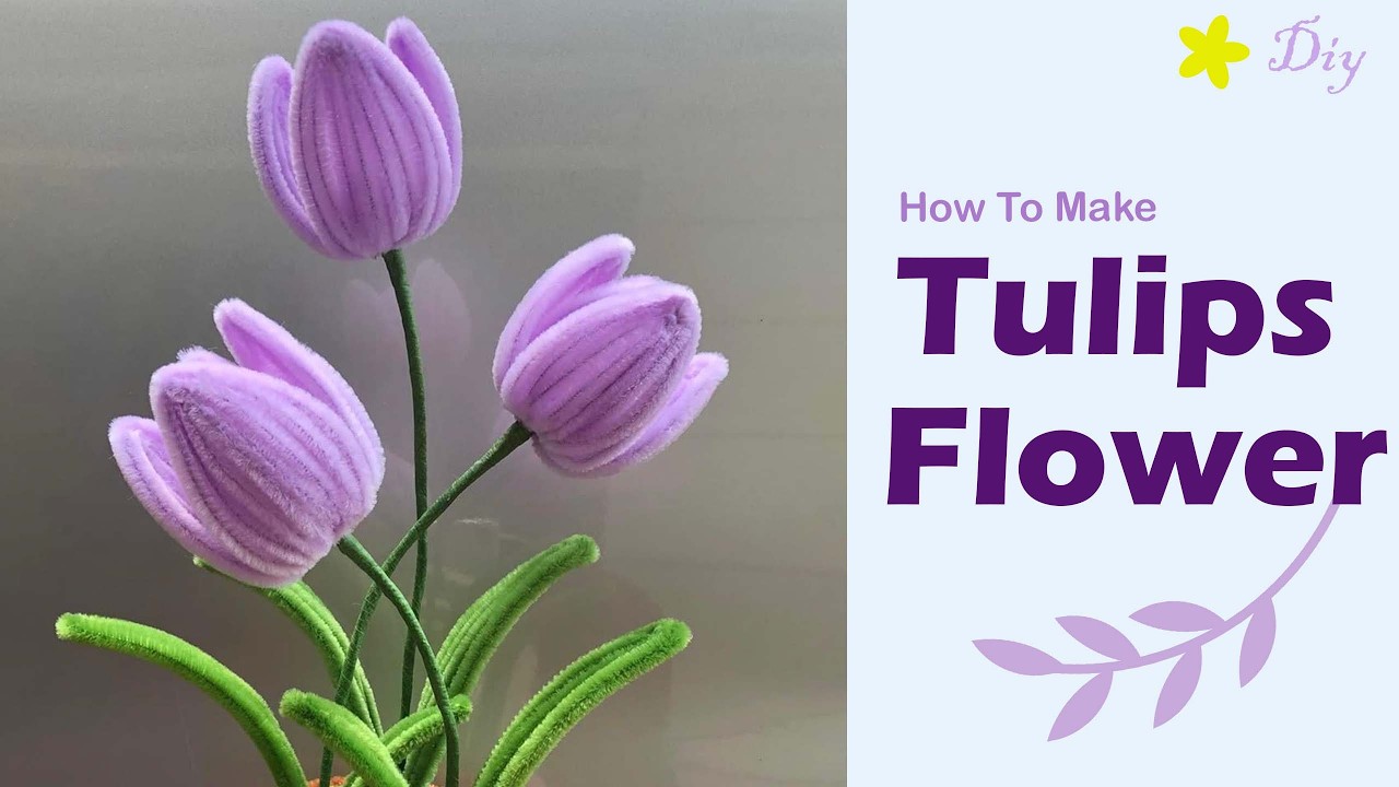 Create a Beautiful TULIP Flower with Pipe Cleaners|ටියුලිප් මලක් හදමු