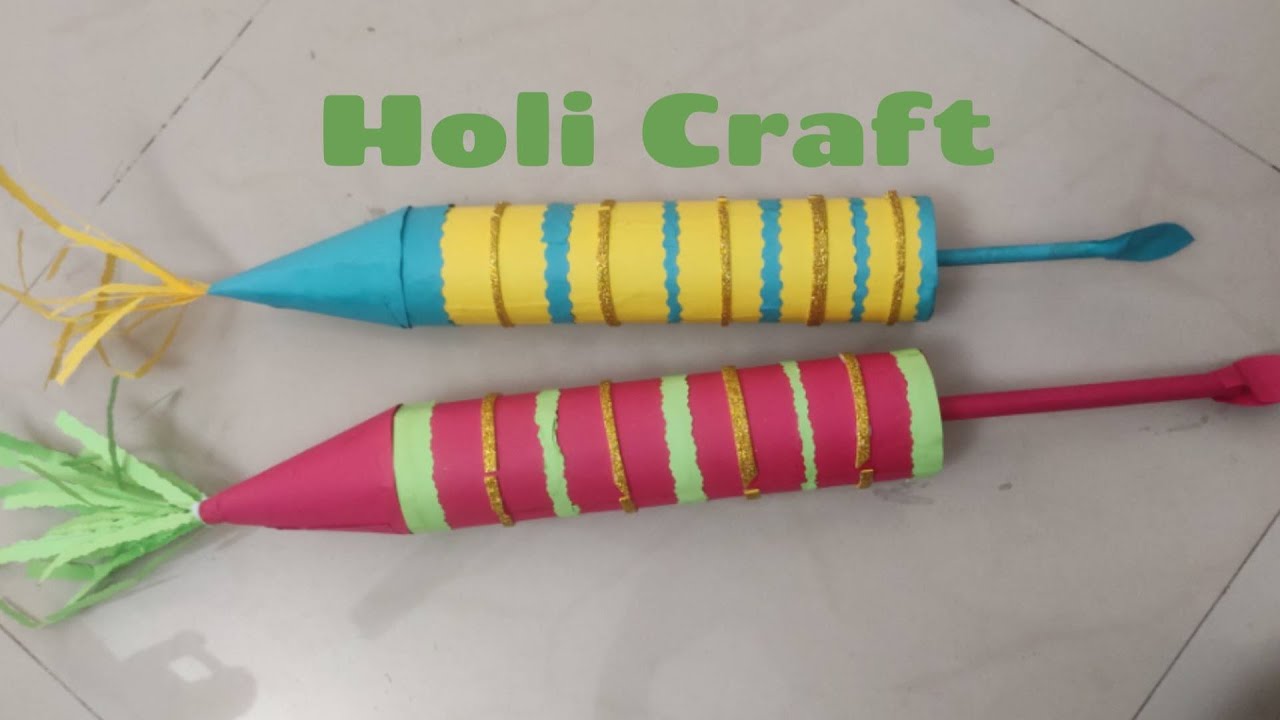 Holi Craft ll Paper Pichkari ll Holi Festival Craft ll How to make Paper Pichkari ll Paper Water Gun