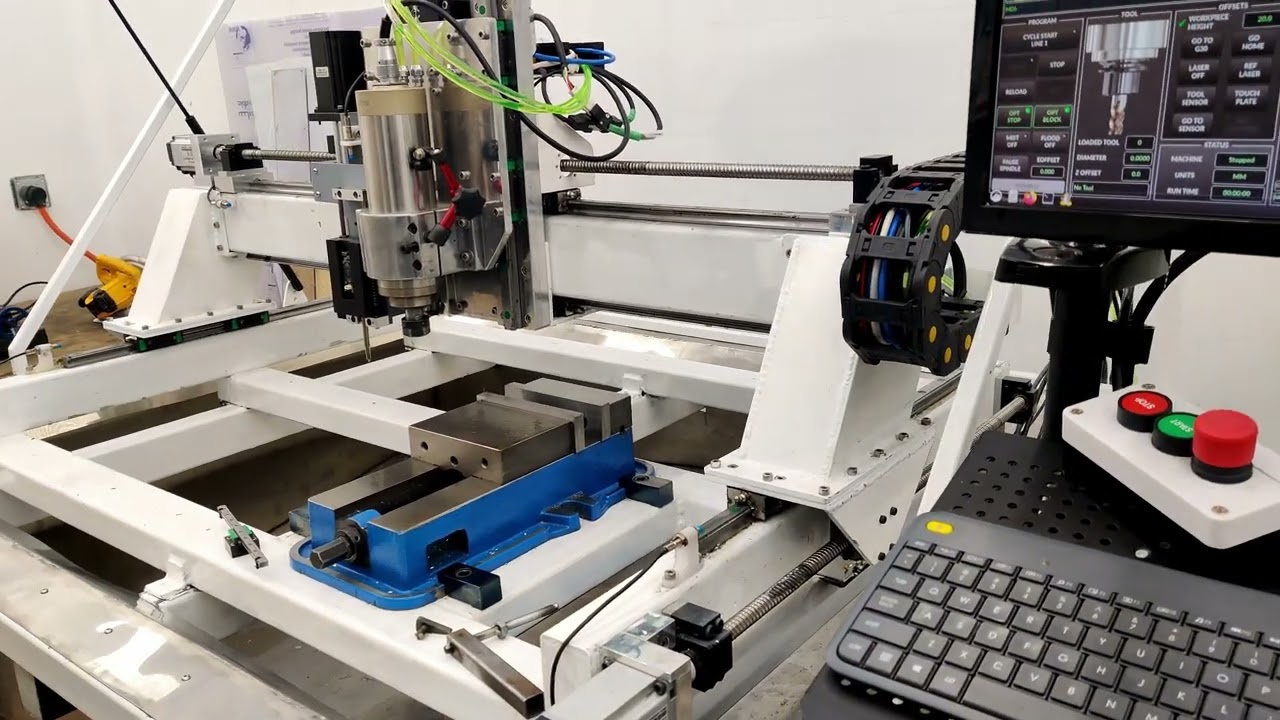 DIY CNC machine (Originally PrintNC) running after stainless steel skirt added