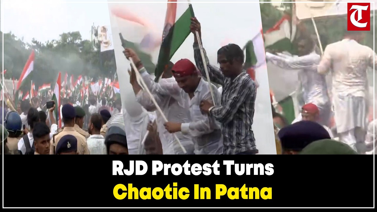 Patna protest turns chaotic as RJD workers climb barricades, police fire water cannons
