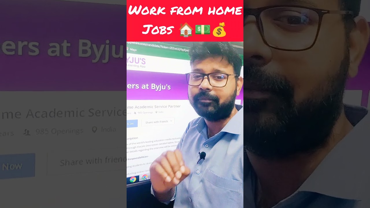 BYJUS - WORK FROM HOME JOBS🏠💵💰 PART TIME JOB⌚ FRESHERS APPLY 💵 #homejobs #workfromhome #remotework
