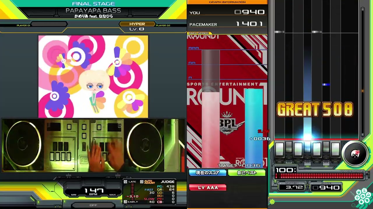 【beatmania IIDX】PAPAYAPA BASS(HYPER) / かめりあ feat. ななひら