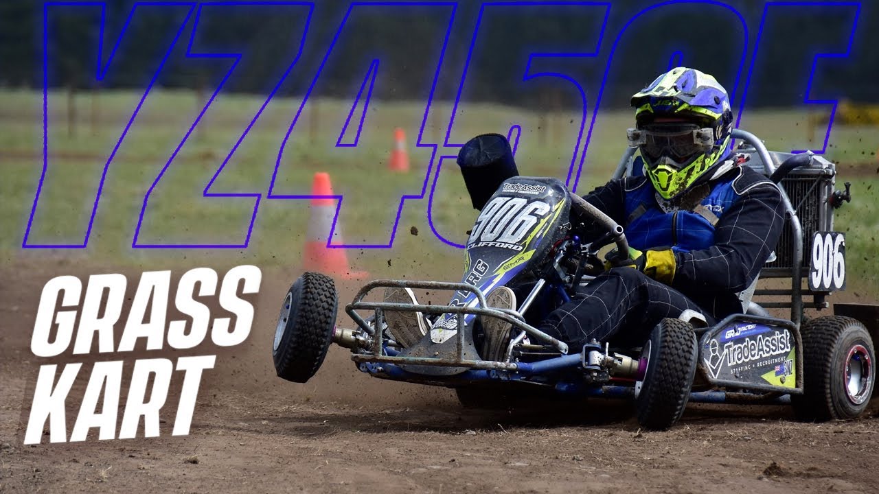 450cc Go Kart Drifting - Yamaha YZ450F Grass Kart