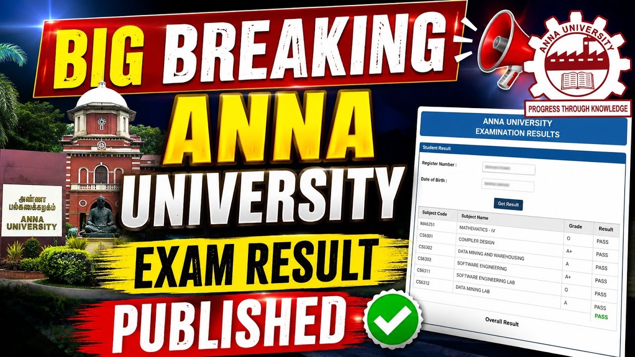 Anna University Apr/May 2026 semester exam results released 🥳
