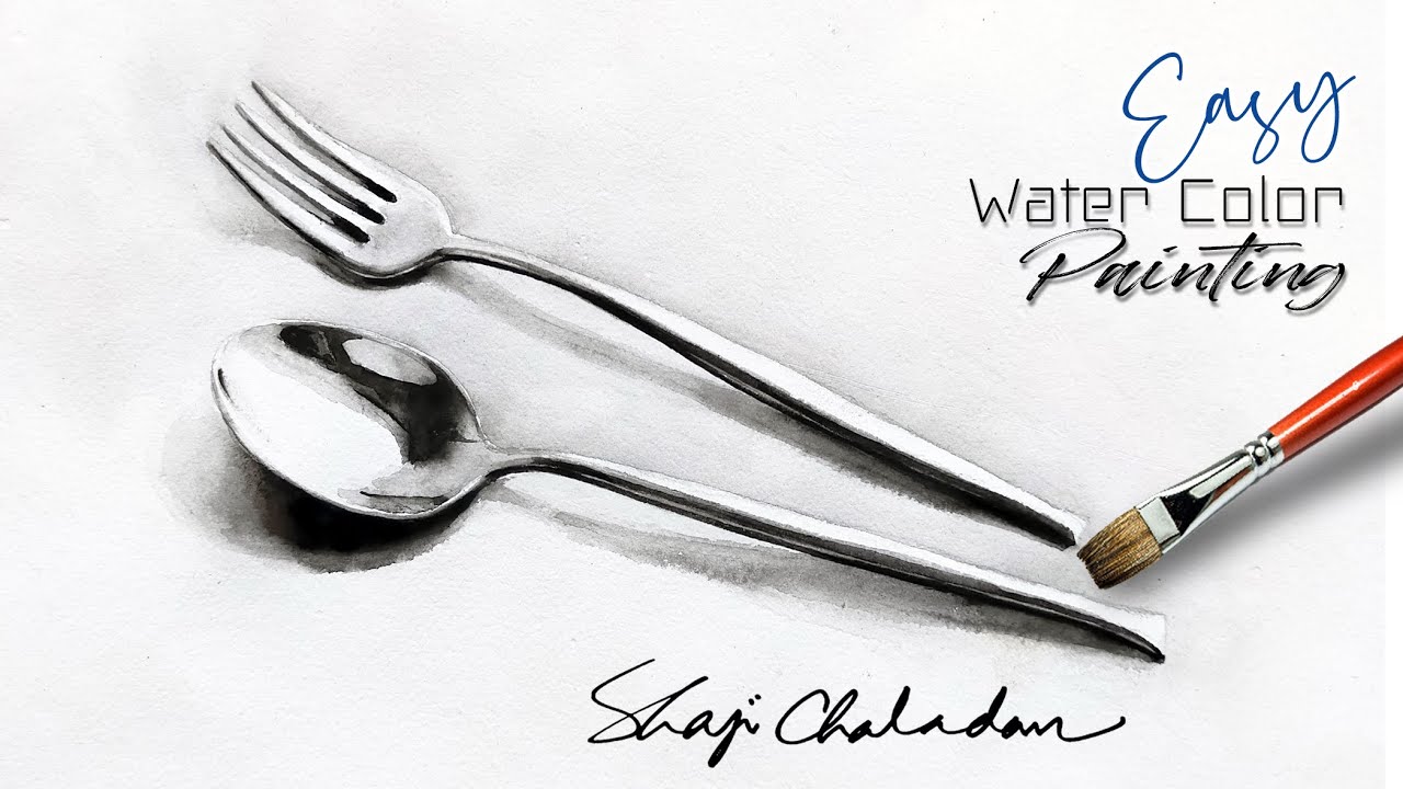 Spoon & Fork | Monochrome Watercolor