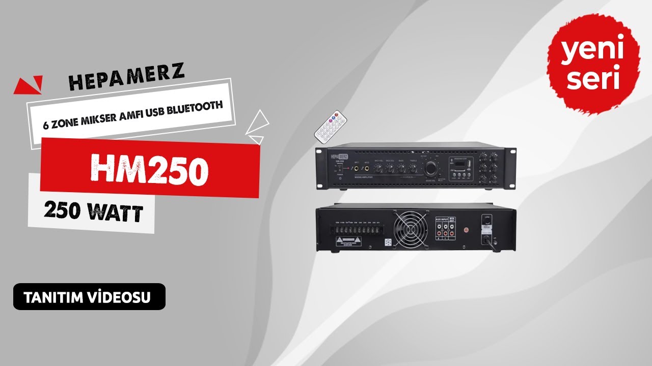 Hepa Merz HM250 - 6 B&ouml;lgeli Anfi 250 Watt 6 Zone Mikser Amfi Usb Bluetooth