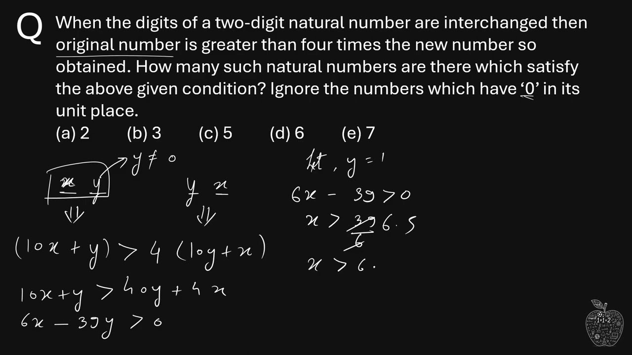 When the digits of a two digit natural number are interchanged then original number is greater than