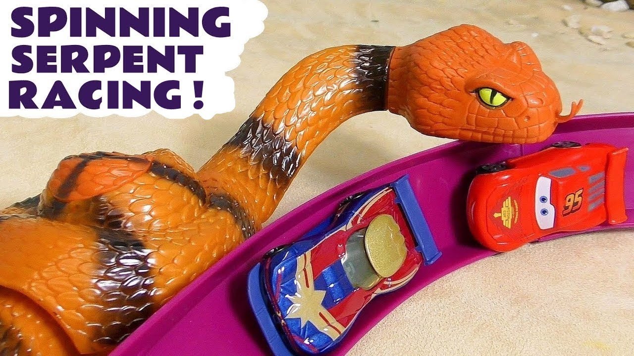 Toy Car Racing With The Funlings On The Spinning Serpent Track