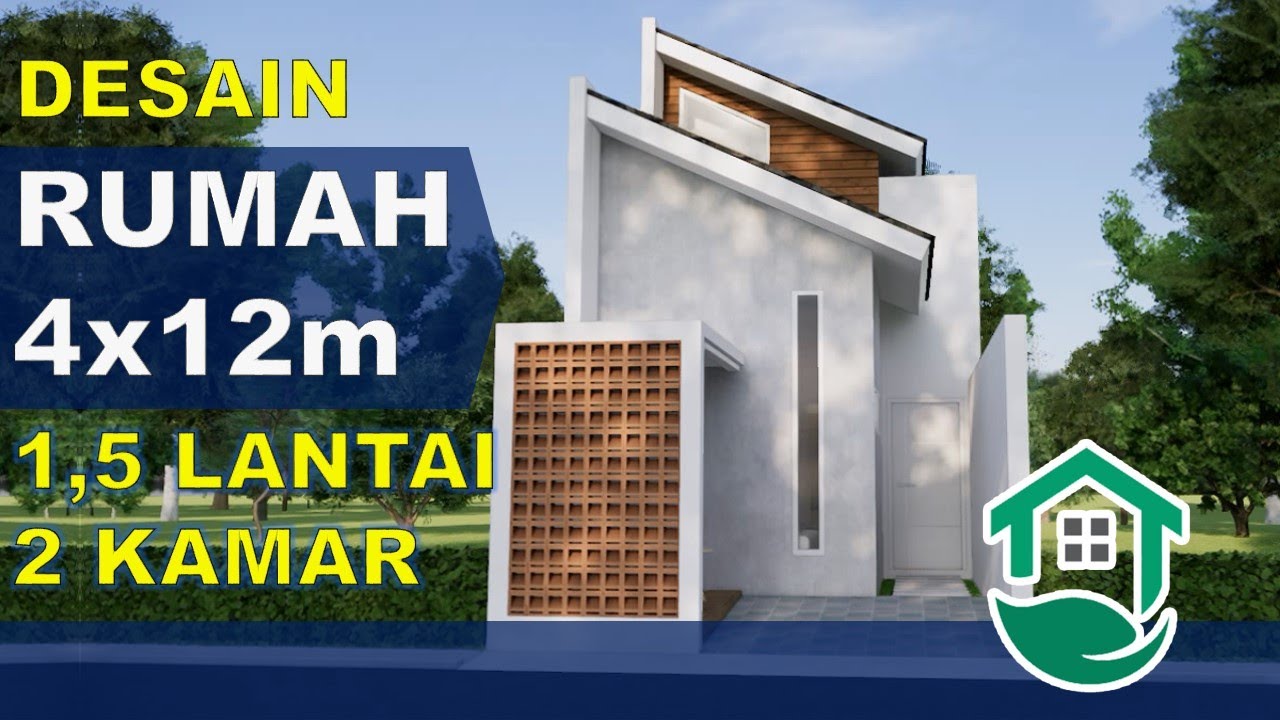 DESAIN RUMAH 4x12 METER - 2 KAMAR - 1 LANTAI