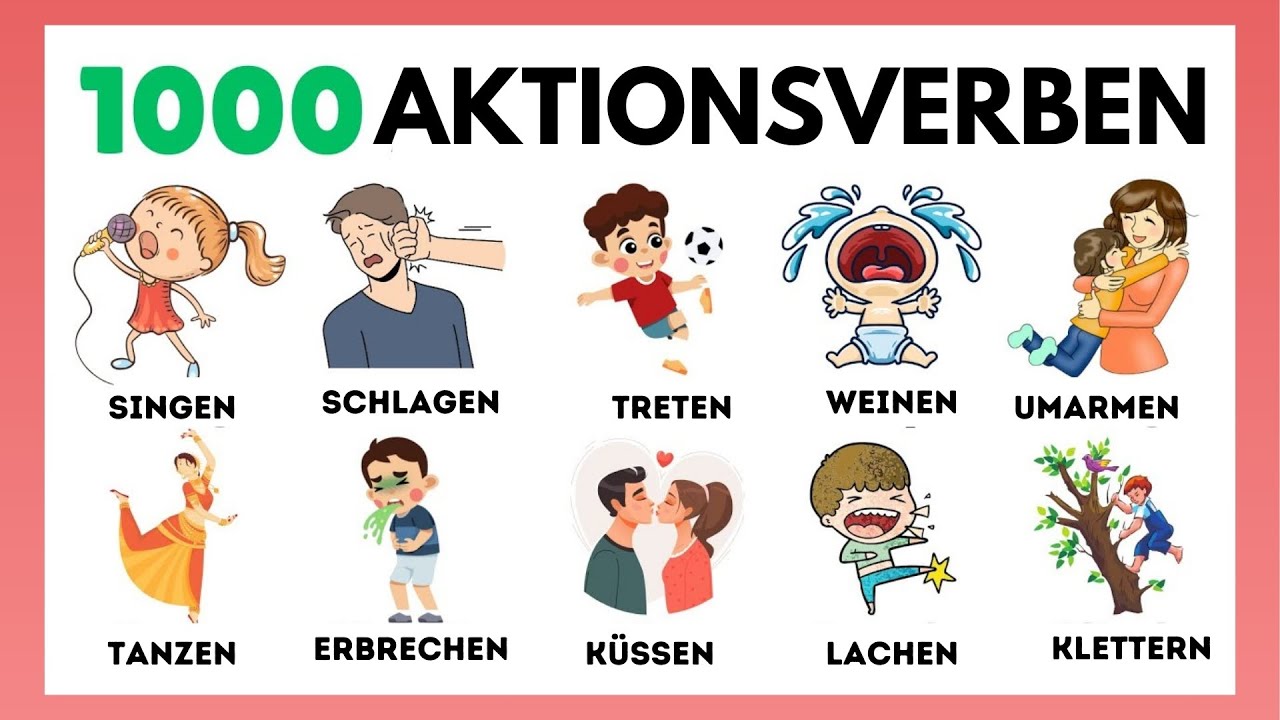 1000 Aktionsverben | Häufige Aktionsverben auf Deutsch | Teil 1 | Deutscher Wortschatz mit Bild