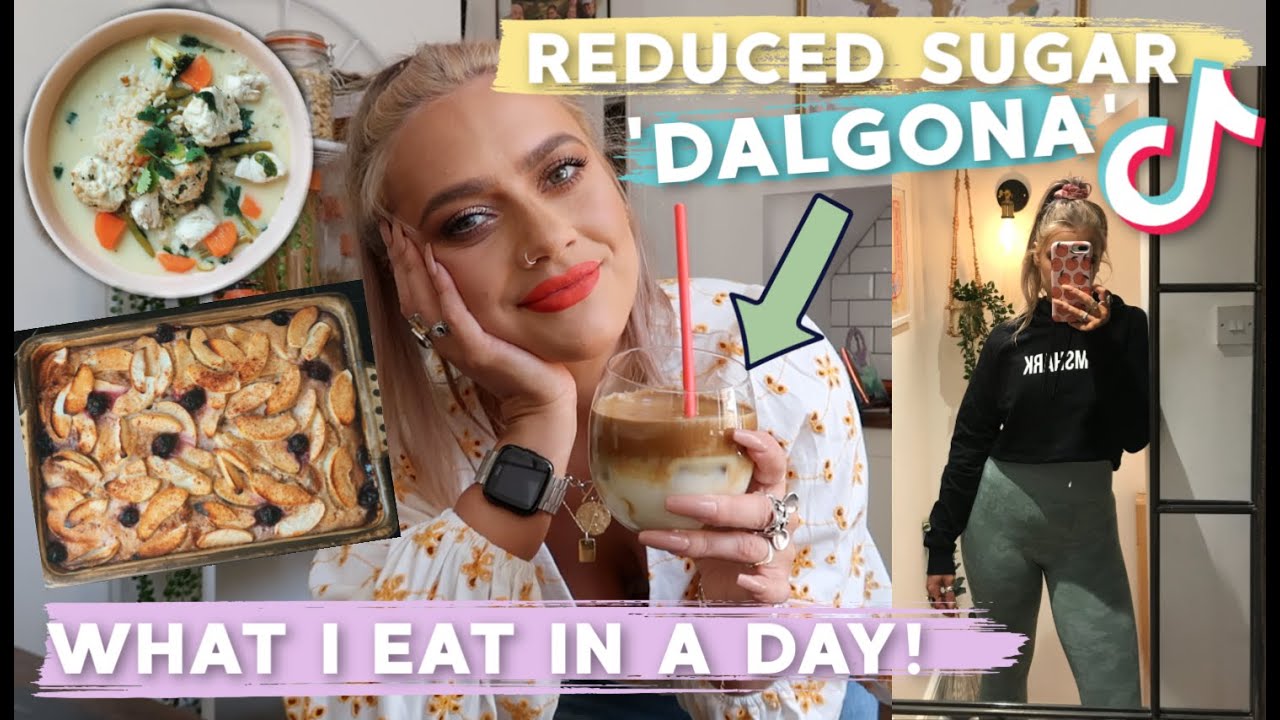 WHAT I EAT IN A DAY! HEALTHY MEAL PREP & REDUCED SUGAR VIRAL TIK TOK WHIPPED COFFEE | EmmasRectangle