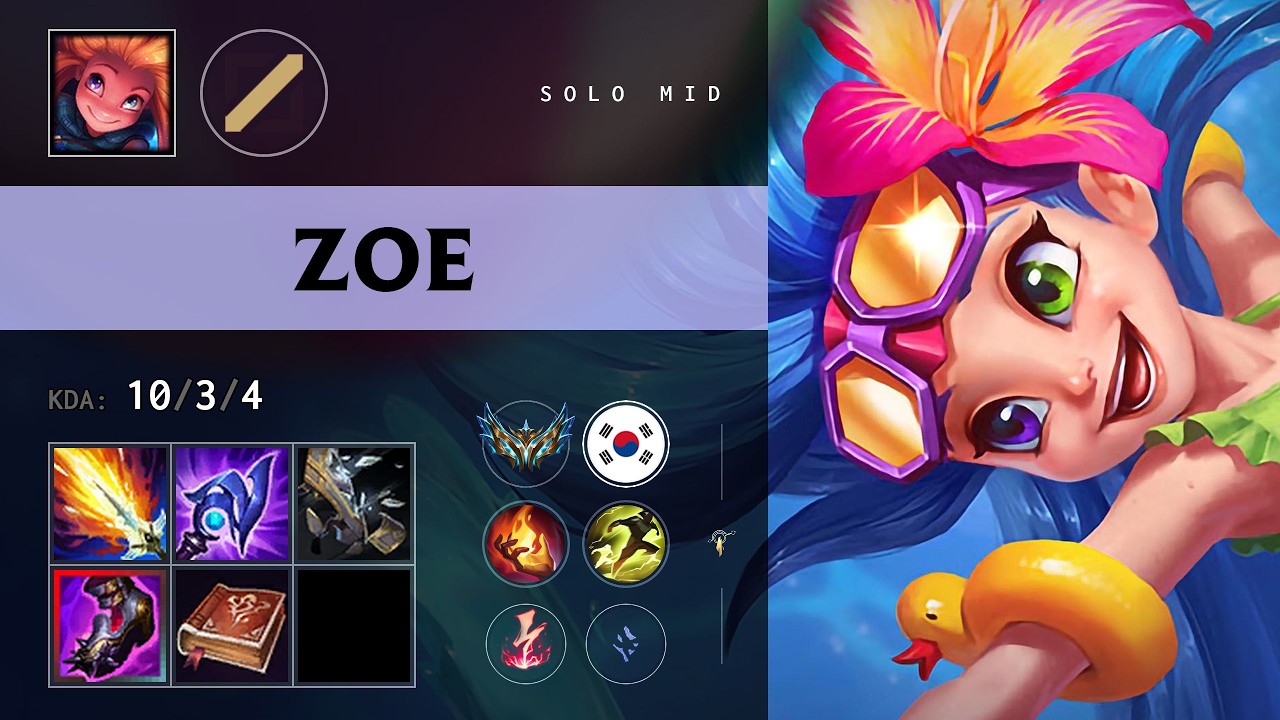 Zoe Mid vs Azir (Jzr) - KR Challenger Patch 26.18