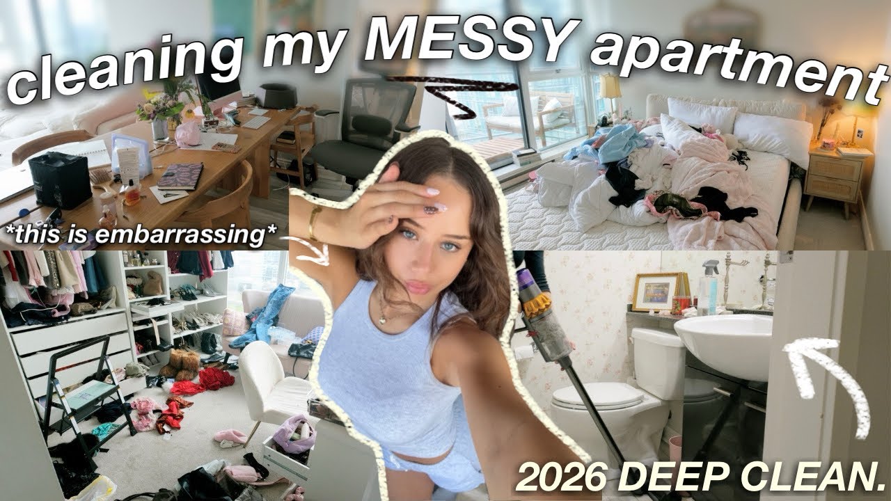 EXTREME MESSY APARTMENT DEEP CLEAN | cleaning & organizing motivation for 2026 (this was so bad)
