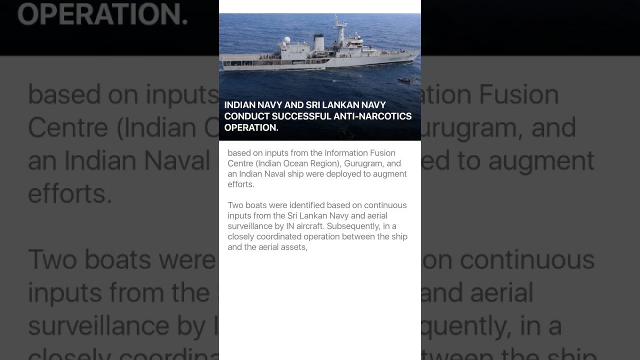 INDIAN NAVY AND SRI LANKAN NAVY CONDUCT SUCCESSFUL ANTI-NARCOTICS OPERATION. #india #srilanka #navy