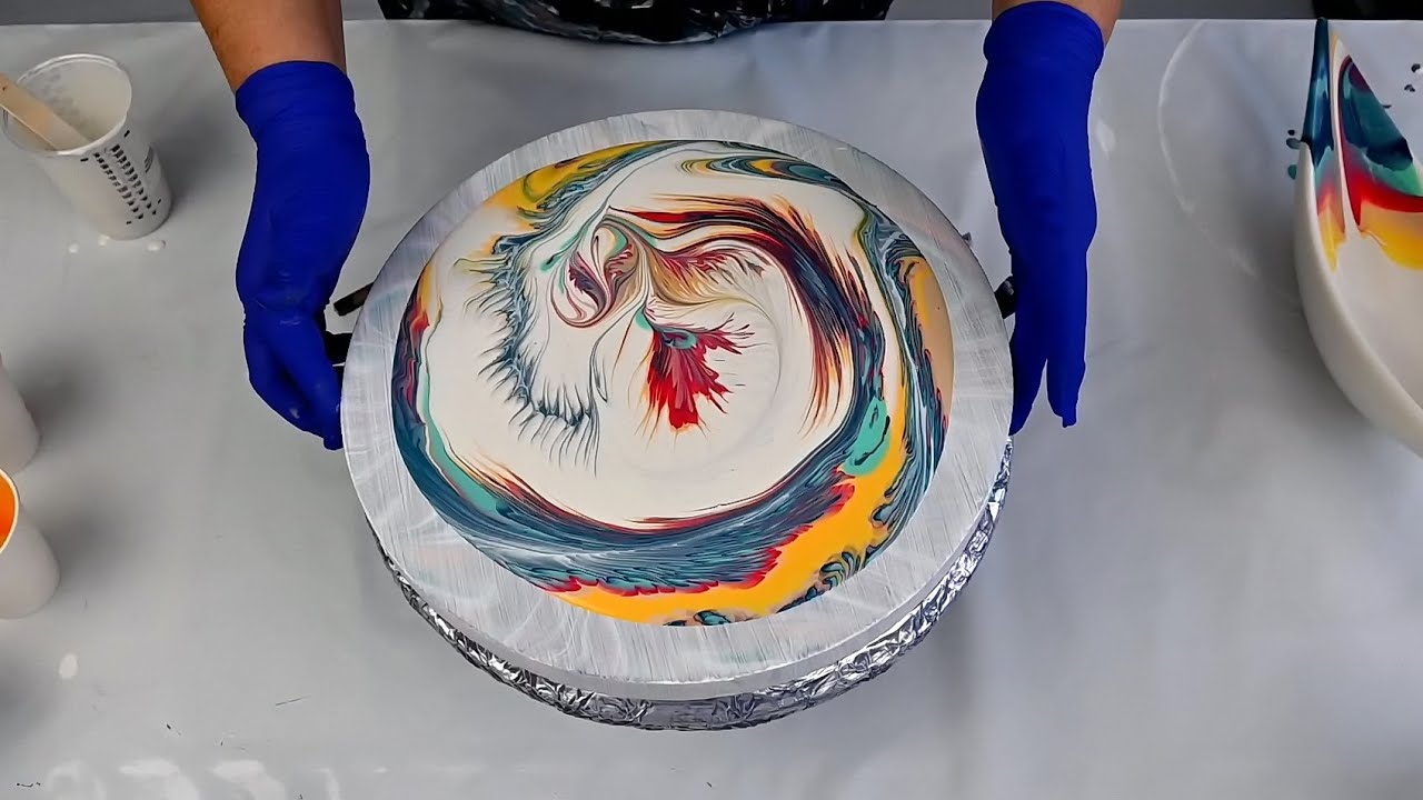 Wildflower ~ Hypnotic Paint Flow 🎨 Acrylic Pour with a Gravy Boat / ASMR