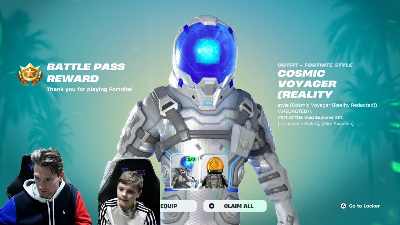 Реакция «Я и мой ребёнок»: разблокировка нового сезона Fortnite Battle Pass, облик 100 уровня «Ко...