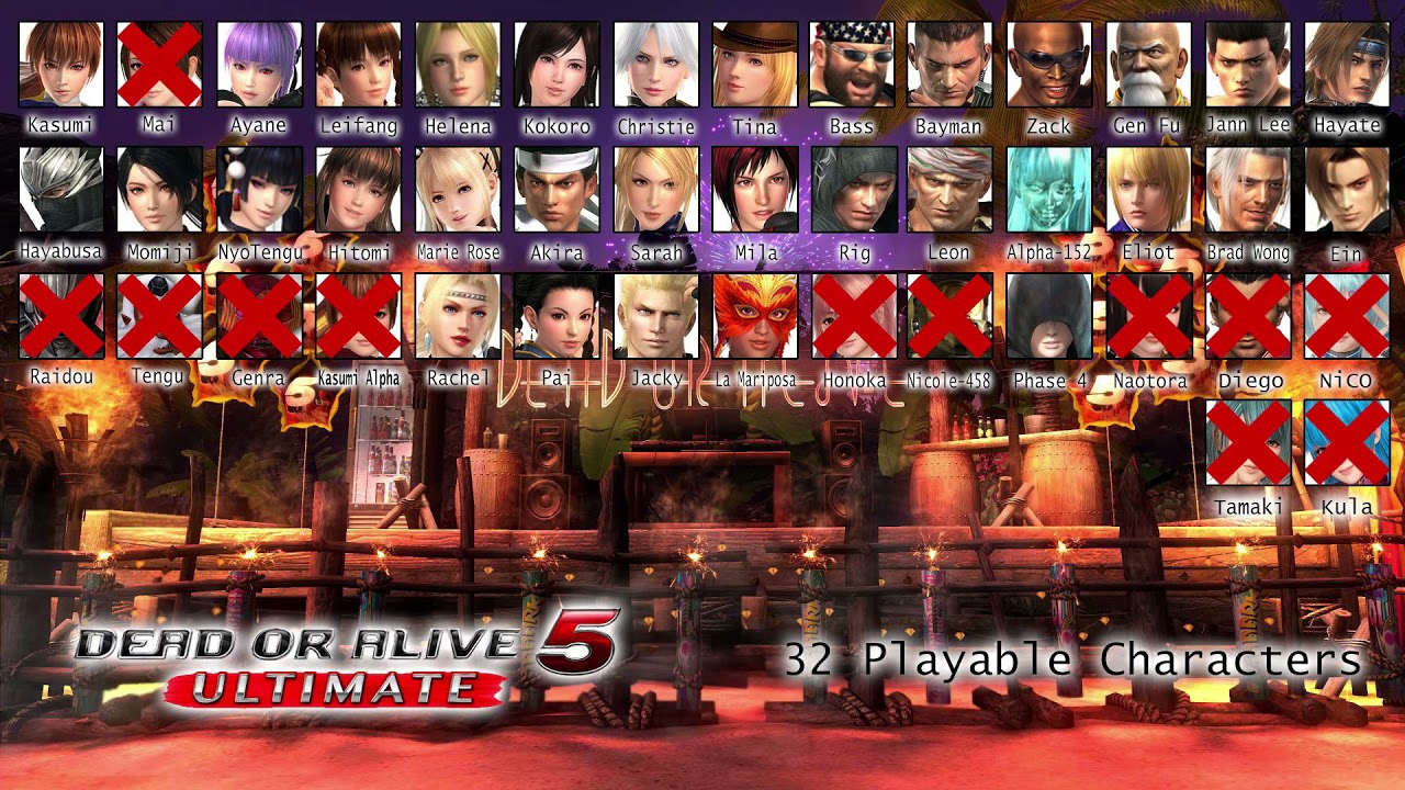 Dead or Alive All Playable Characters from 1 to 6 (1996 to 2020)