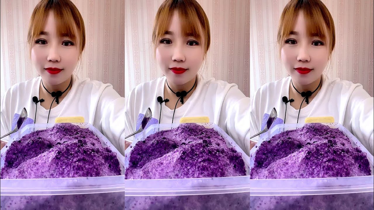 ASMR PURPLE SHAVED ICE EATING / ICE EATING