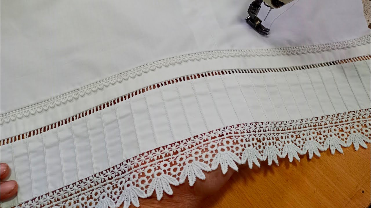 Beautiful Trouser Design with joint Centre Lace / Pintucks Trouser Bottom Design