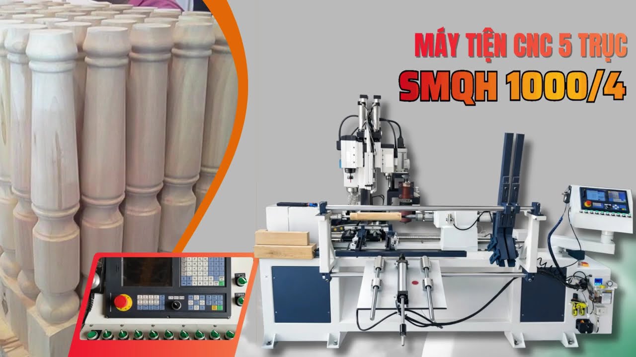 Máy tiện gỗ CNC cấp phôi tự động SMQH 1000 4 | Máy chế biến gỗ Semac