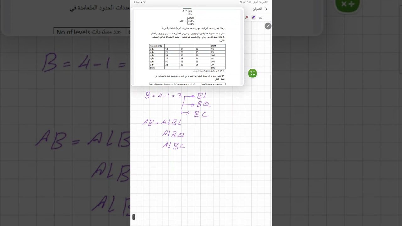 تصميم كورس 2 (التجارب العاملية للعوامل التي لها اكثر من مستويين)