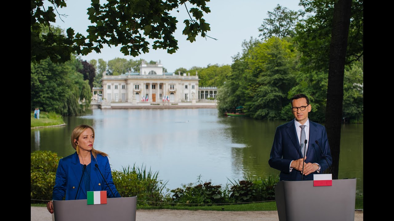 Mateusz Morawiecki i Giorgia Meloni - spotkanie z mediami