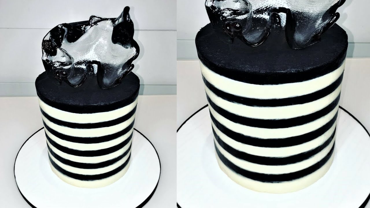 Cake decorating tutorials | BUTTERCREAM black and white STRIPES | Sugarella Sweets