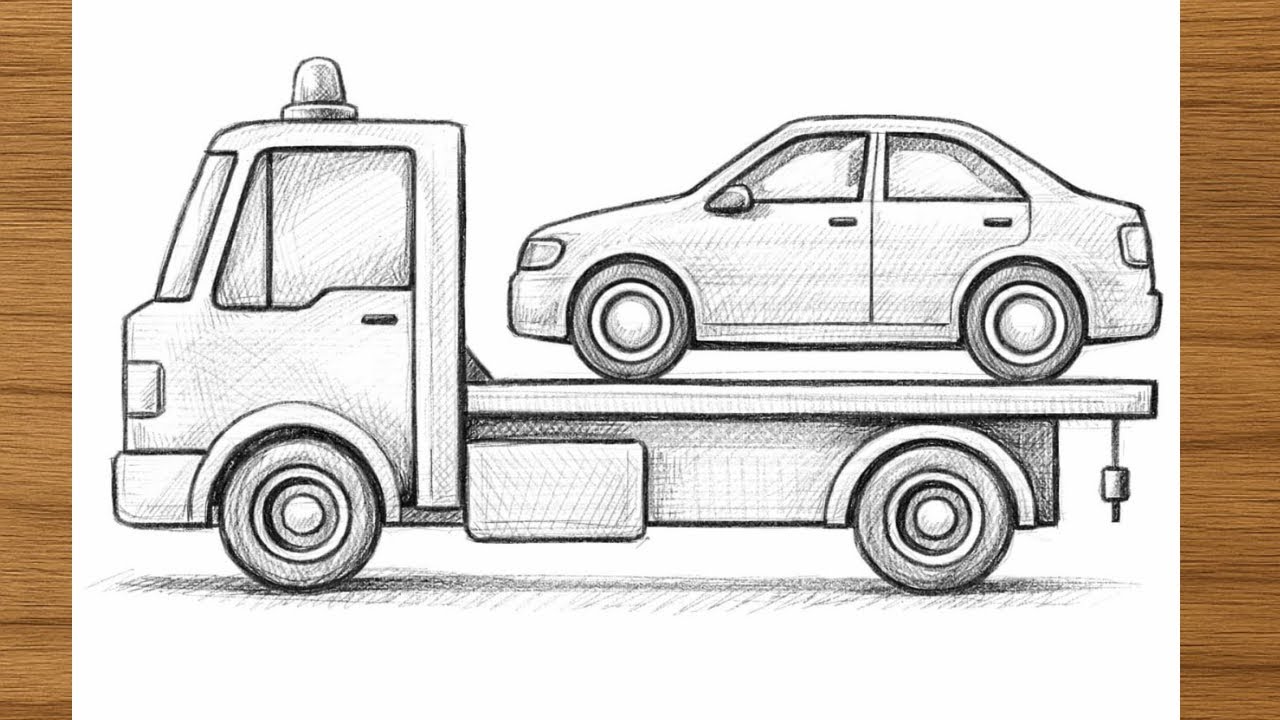 Learn to Draw a Tow Truck and Car | Simple Pencil Tutorial