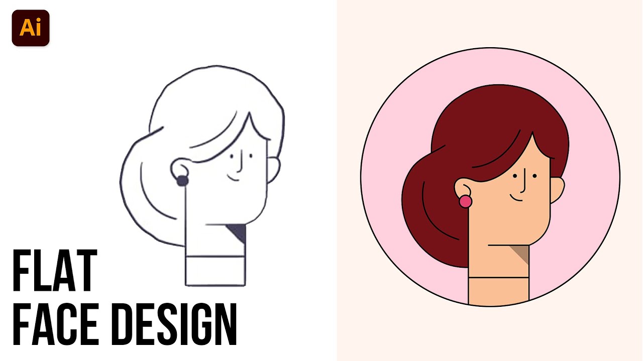 Flat Character Head Design in Illustrator | Adobe Illustrator Flat Character Design Tutorial