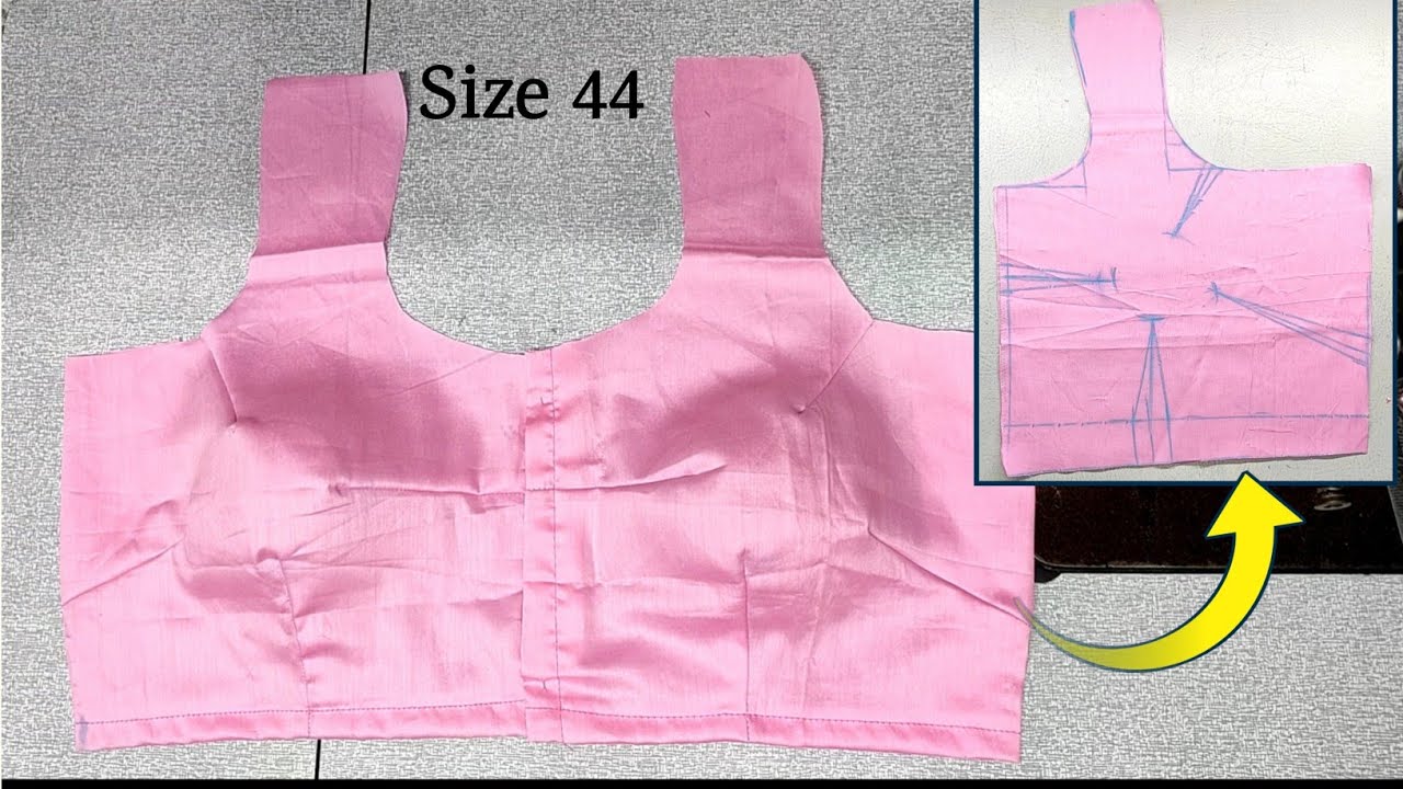 44"size 4tucks blouse cutting and stitching with full explained in hindi | PINKY BOUTIQUE