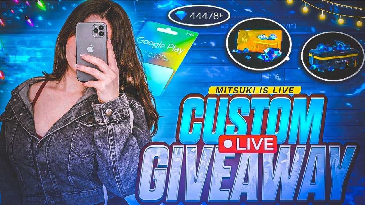 FREE FIRE LIVE GIVEAWAY CUSTOM ROOM 😍| FF LIVE REDEEM CODE GIVEAWAY WITH CUTE GIRL #GIVEAWAY #FF