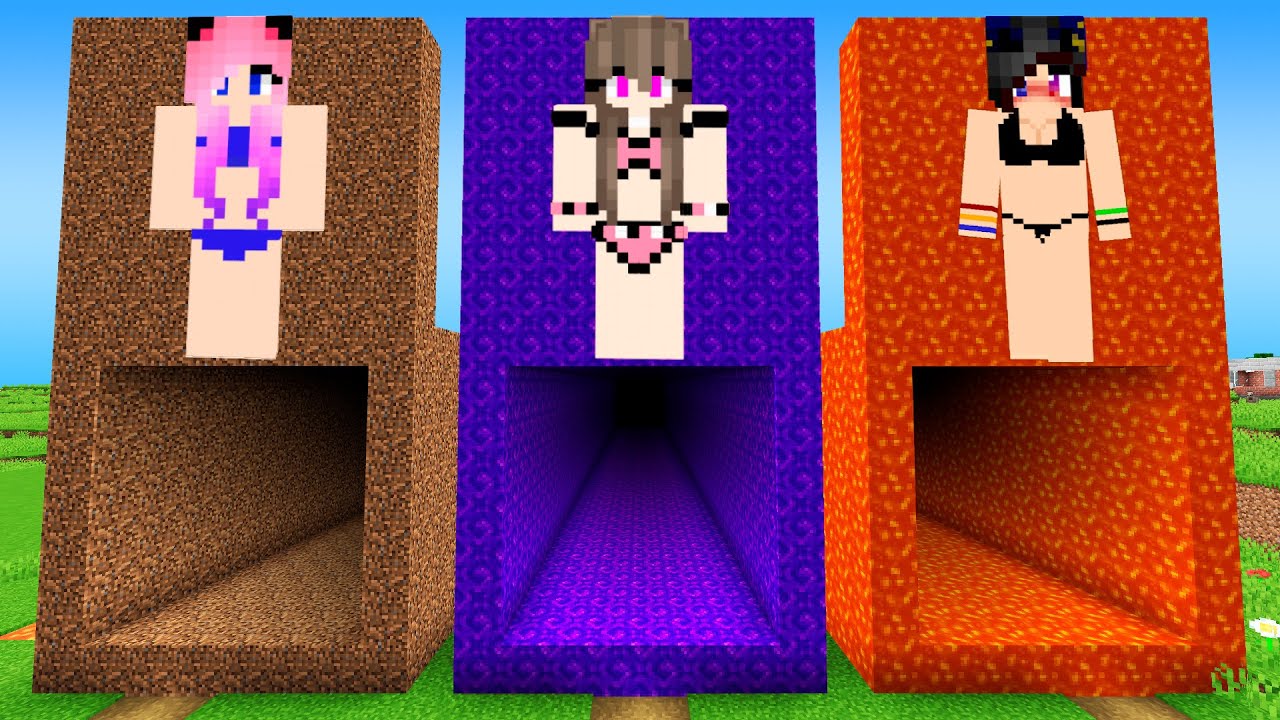 I found a GIRL TUNNEL  in LONGEST TUNNEL in Minecraft ! What's INSIDE the SECRET HOME ?