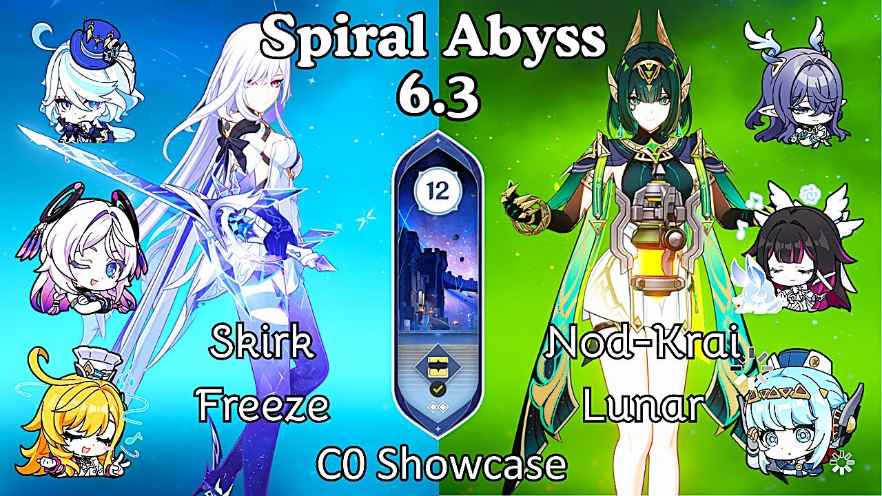 Spiral Abyss 6.3 | C0 Skirk Freeze X C0 Nefer Lunar | Premium Teams | F2P | Genshin Impact