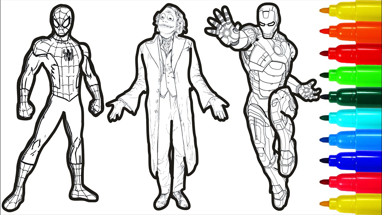 Joker Spiderman Iron Man Captain America Wolverine Wonder Woman Batman Hulk Superman Coloring Pages