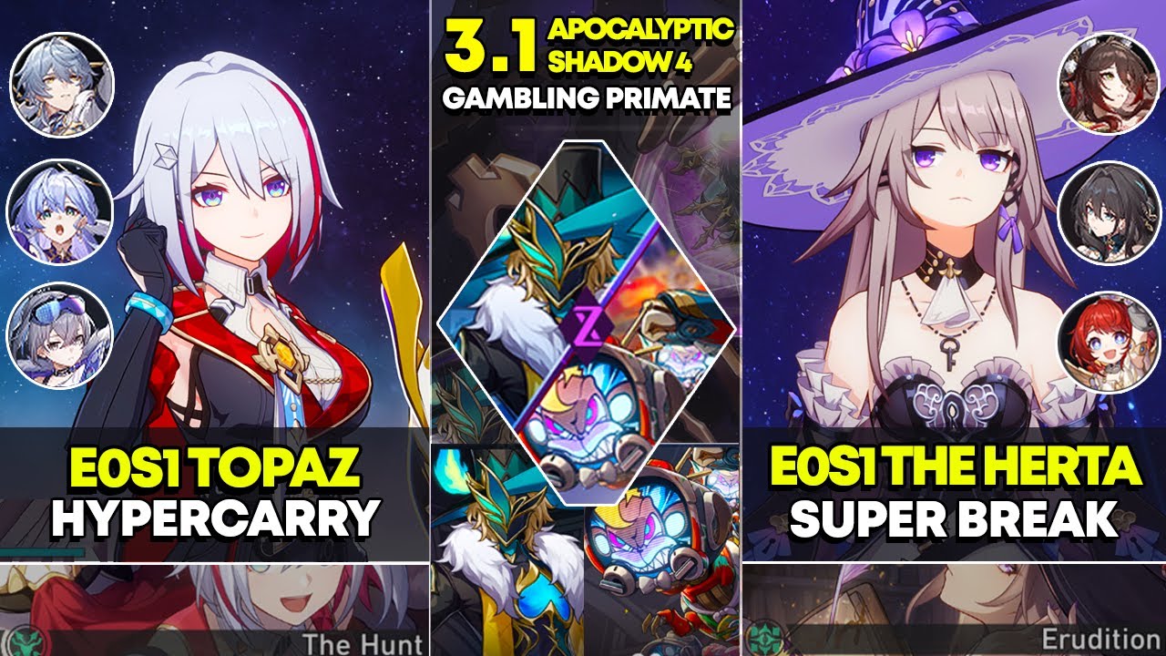 E0S1 Topaz Hypercarry & E0S1 The Herta Super Break | Apocalyptic Shadow 4 | Honkai Star Rail 3.1