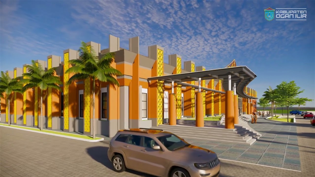 ANIMASI USULAN RANCANGAN GEDUNG PERPUSTAKAAN BARU DINAS PERPUSTAKAAN KABUPATEN OGAN ILIR
